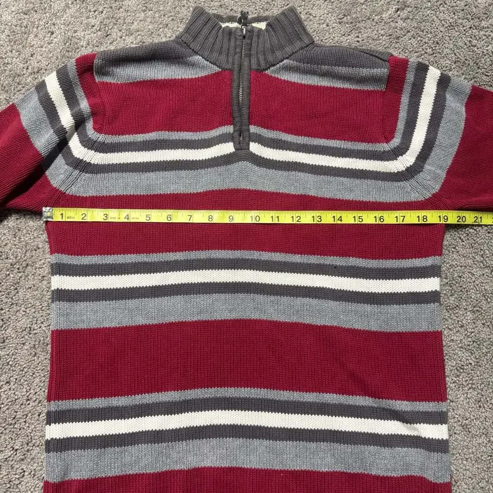 The Children's Place Boys Striped Quarter-Zip Sweater Red Gray White Size XL 14